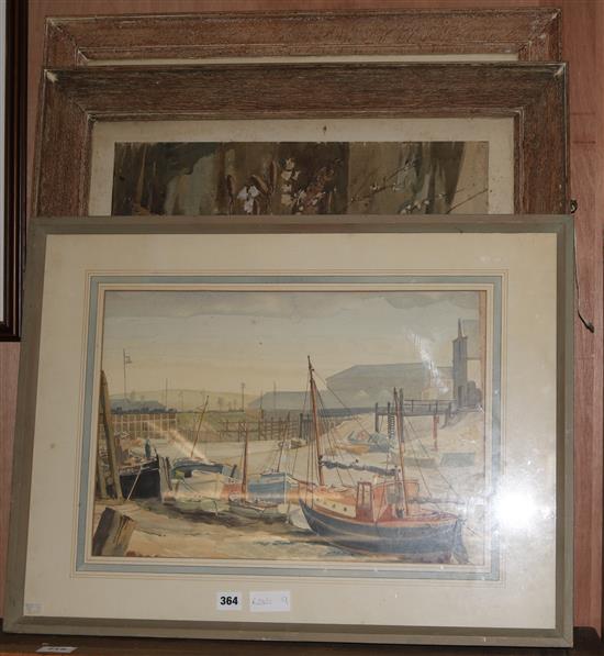 Cyril Stone watercolour of Newhaven harbour, 60 x 50cm largest